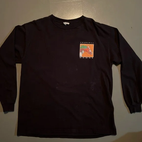 Vintage Churchill Downs black long sleeve t-shirt on delta pro weight - Picture 3 of 5